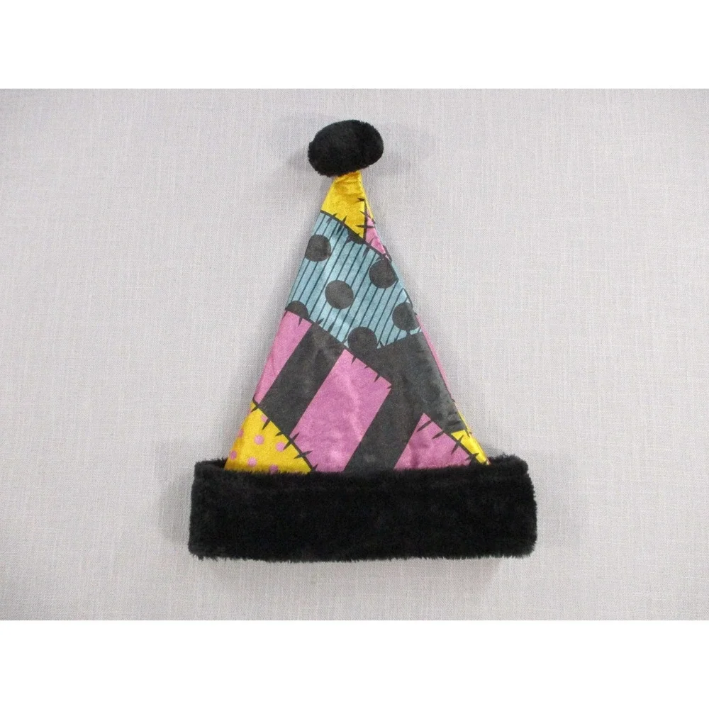 Disney‎ Nightmare Before Christmas Sally Patchwork Santa Hat Black Faux Fur Ruz